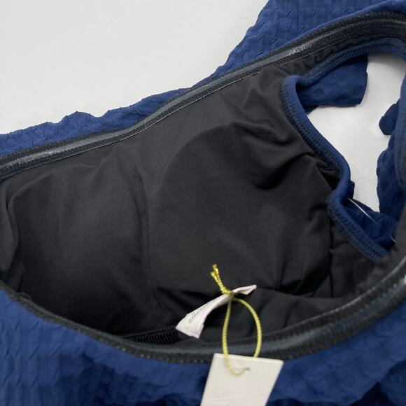 SHOSHANNA Swimsuit Size 4 One Piece Navy One Shoulder Ruffle Textured NWT Swim - Picture 13 of 16